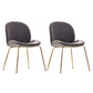 Upholstered Velvet Armless Dining Chairs Solid Back Side Chair with Metal Legs Dark Gray 2 Piece Set Brass Gold Clearhalo ' kitchen&dining_furn' 'Dining Chairs' 'Dining Tables & Seating' 'dining_chair' 'furn' 'furn_dining_chair' 'Furniture' 'furniture_dining_chair' 'Kitchen & Dining Furniture' 'kitchen' 3574950