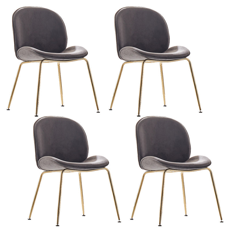 Upholstered Velvet Armless Dining Chairs Solid Back Side Chair with Metal Legs Dark Gray 4 Piece Set Brass Gold Clearhalo ' kitchen&dining_furn' 'Dining Chairs' 'Dining Tables & Seating' 'dining_chair' 'furn' 'furn_dining_chair' 'Furniture' 'furniture_dining_chair' 'Kitchen & Dining Furniture' 'kitchen' 3574951