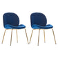 Upholstered Velvet Armless Dining Chairs Solid Back Side Chair with Metal Legs Dark Blue 2 Piece Set Brass Gold Clearhalo ' kitchen&dining_furn' 'Dining Chairs' 'Dining Tables & Seating' 'dining_chair' 'furn' 'furn_dining_chair' 'Furniture' 'furniture_dining_chair' 'Kitchen & Dining Furniture' 'kitchen' 3574956