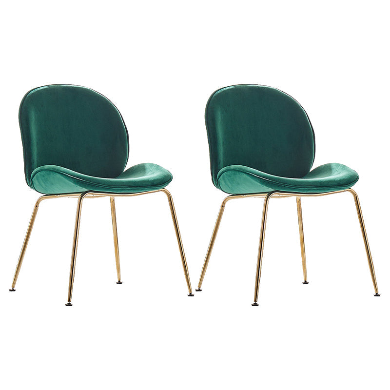Upholstered Velvet Armless Dining Chairs Solid Back Side Chair with Metal Legs Blackish Green 2 Piece Set Brass Gold Clearhalo ' kitchen&dining_furn' 'Dining Chairs' 'Dining Tables & Seating' 'dining_chair' 'furn' 'furn_dining_chair' 'Furniture' 'furniture_dining_chair' 'Kitchen & Dining Furniture' 'kitchen' 3574968