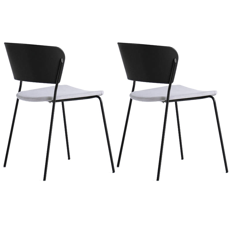 Contemporary Dining Chair Open Back Side Chair with Metal Legs for Home Use Black Fabric 2 Piece Set Clearhalo ' kitchen&dining_furn' 'Dining Chairs' 'Dining Tables & Seating' 'dining_chair' 'furn' 'furn_dining_chair' 'Furniture' 'furniture_dining_chair' 'Kitchen & Dining Furniture' 'kitchen' 3574971