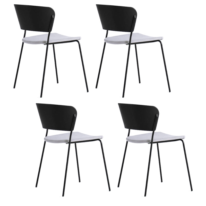Contemporary Dining Chair Open Back Side Chair with Metal Legs for Home Use Black Fabric 4 Piece Set Clearhalo ' kitchen&dining_furn' 'Dining Chairs' 'Dining Tables & Seating' 'dining_chair' 'furn' 'furn_dining_chair' 'Furniture' 'furniture_dining_chair' 'Kitchen & Dining Furniture' 'kitchen' 3574972