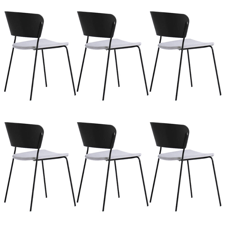 Contemporary Dining Chair Open Back Side Chair with Metal Legs for Home Use Black Fabric 6 Piece Set Clearhalo ' kitchen&dining_furn' 'Dining Chairs' 'Dining Tables & Seating' 'dining_chair' 'furn' 'furn_dining_chair' 'Furniture' 'furniture_dining_chair' 'Kitchen & Dining Furniture' 'kitchen' 3574974