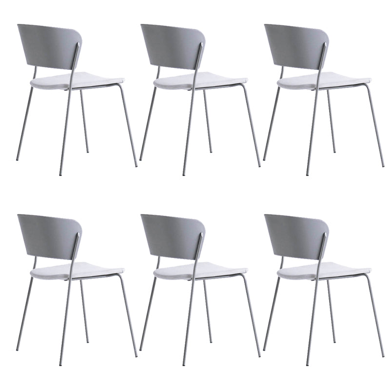 Contemporary Dining Chair Open Back Side Chair with Metal Legs for Home Use Grey Fabric 6 Piece Set Clearhalo ' kitchen&dining_furn' 'Dining Chairs' 'Dining Tables & Seating' 'dining_chair' 'furn' 'furn_dining_chair' 'Furniture' 'furniture_dining_chair' 'Kitchen & Dining Furniture' 'kitchen' 3574981
