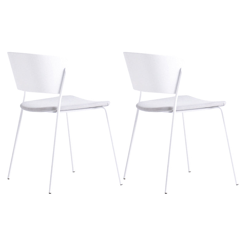 Contemporary Dining Chair Open Back Side Chair with Metal Legs for Home Use White Fabric 2 Piece Set Clearhalo ' kitchen&dining_furn' 'Dining Chairs' 'Dining Tables & Seating' 'dining_chair' 'furn' 'furn_dining_chair' 'Furniture' 'furniture_dining_chair' 'Kitchen & Dining Furniture' 'kitchen' 3574982