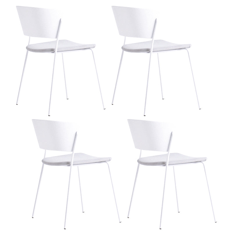 Contemporary Dining Chair Open Back Side Chair with Metal Legs for Home Use White Fabric 4 Piece Set Clearhalo ' kitchen&dining_furn' 'Dining Chairs' 'Dining Tables & Seating' 'dining_chair' 'furn' 'furn_dining_chair' 'Furniture' 'furniture_dining_chair' 'Kitchen & Dining Furniture' 'kitchen' 3574984