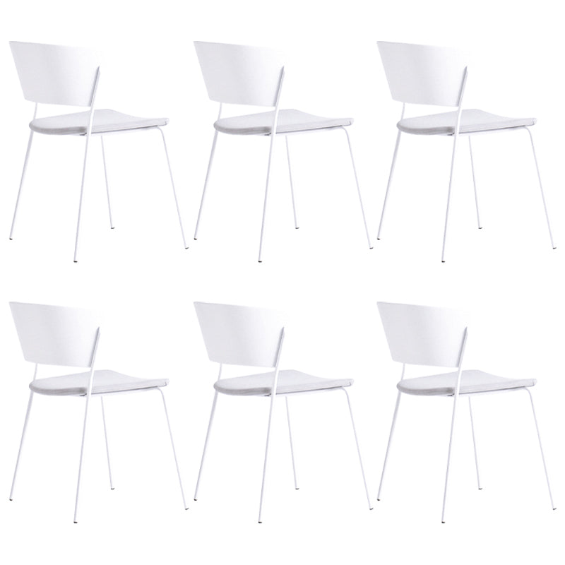 Contemporary Dining Chair Open Back Side Chair with Metal Legs for Home Use White Fabric 6 Piece Set Clearhalo ' kitchen&dining_furn' 'Dining Chairs' 'Dining Tables & Seating' 'dining_chair' 'furn' 'furn_dining_chair' 'Furniture' 'furniture_dining_chair' 'Kitchen & Dining Furniture' 'kitchen' 3574987