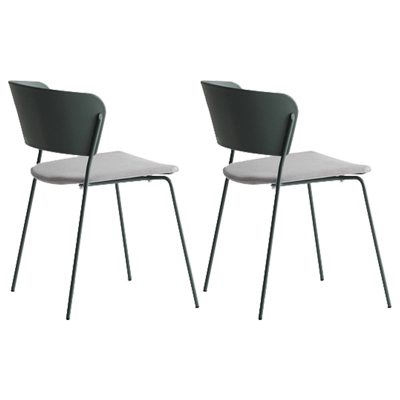 Contemporary Dining Chair Open Back Side Chair with Metal Legs for Home Use Green Fabric 2 Piece Set Clearhalo ' kitchen&dining_furn' 'Dining Chairs' 'Dining Tables & Seating' 'dining_chair' 'furn' 'furn_dining_chair' 'Furniture' 'furniture_dining_chair' 'Kitchen & Dining Furniture' 'kitchen' 3574994