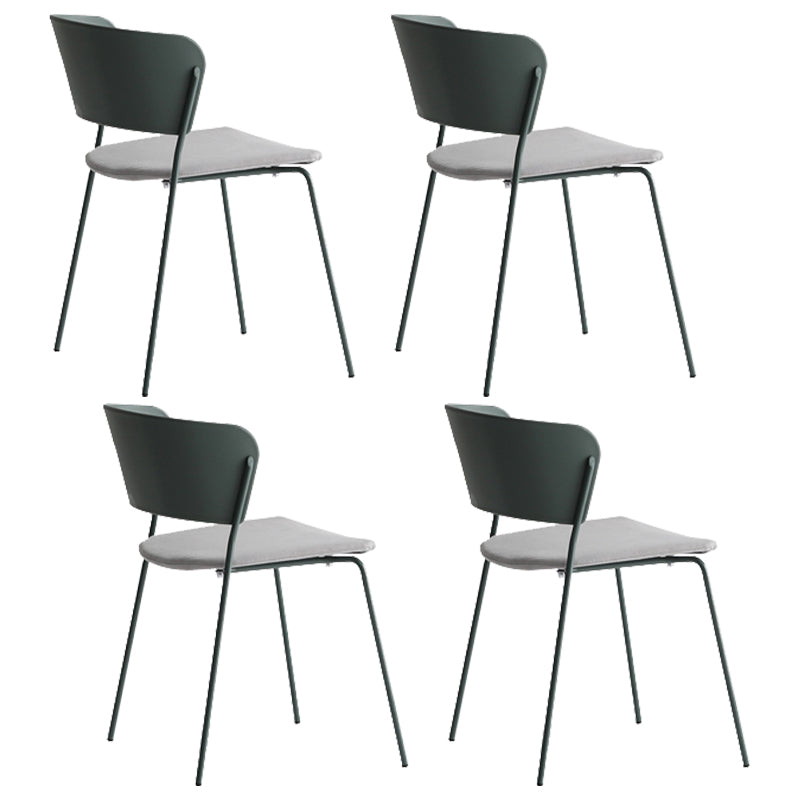 Contemporary Dining Chair Open Back Side Chair with Metal Legs for Home Use Green Fabric 4 Piece Set Clearhalo ' kitchen&dining_furn' 'Dining Chairs' 'Dining Tables & Seating' 'dining_chair' 'furn' 'furn_dining_chair' 'Furniture' 'furniture_dining_chair' 'Kitchen & Dining Furniture' 'kitchen' 3574995