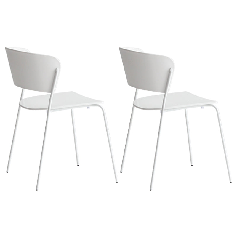 Contemporary Dining Chair Open Back Side Chair with Metal Legs for Home Use White Metal 2 Piece Set Clearhalo ' kitchen&dining_furn' 'Dining Chairs' 'Dining Tables & Seating' 'dining_chair' 'furn' 'furn_dining_chair' 'Furniture' 'furniture_dining_chair' 'Kitchen & Dining Furniture' 'kitchen' 3575003