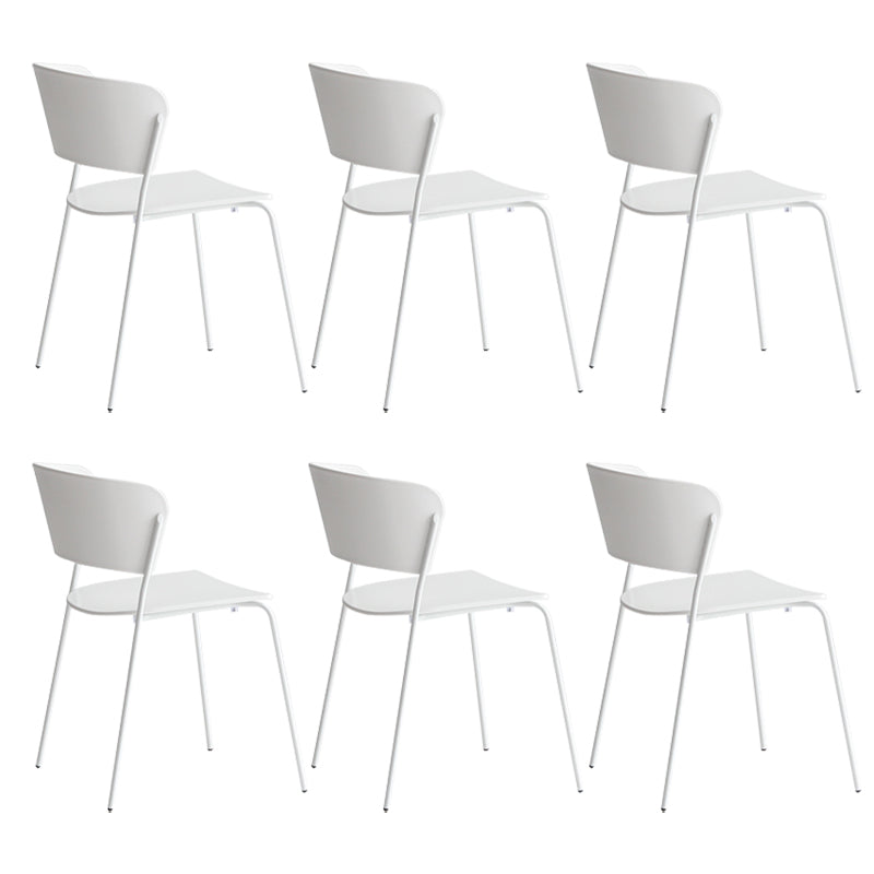 Contemporary Dining Chair Open Back Side Chair with Metal Legs for Home Use White Metal 6 Piece Set Clearhalo ' kitchen&dining_furn' 'Dining Chairs' 'Dining Tables & Seating' 'dining_chair' 'furn' 'furn_dining_chair' 'Furniture' 'furniture_dining_chair' 'Kitchen & Dining Furniture' 'kitchen' 3575005
