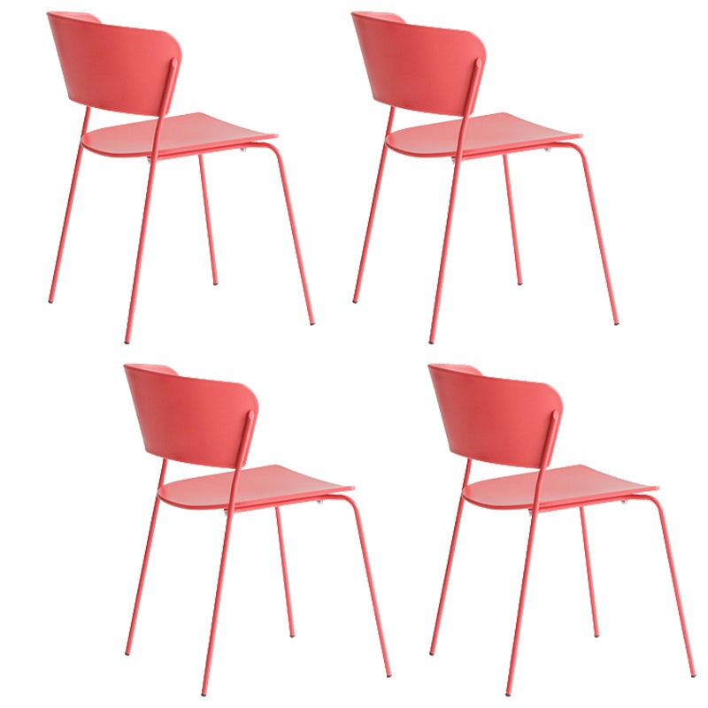 Contemporary Dining Chair Open Back Side Chair with Metal Legs for Home Use Red Metal 4 Piece Set Clearhalo ' kitchen&dining_furn' 'Dining Chairs' 'Dining Tables & Seating' 'dining_chair' 'furn' 'furn_dining_chair' 'Furniture' 'furniture_dining_chair' 'Kitchen & Dining Furniture' 'kitchen' 3575007