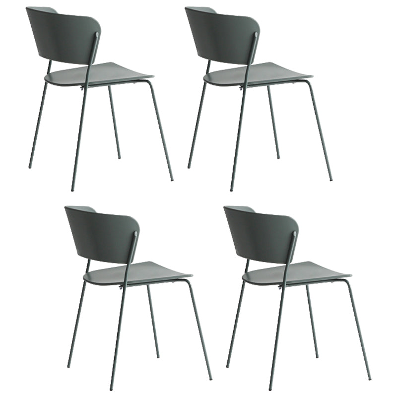 Contemporary Dining Chair Open Back Side Chair with Metal Legs for Home Use Green Metal 4 Piece Set Clearhalo ' kitchen&dining_furn' 'Dining Chairs' 'Dining Tables & Seating' 'dining_chair' 'furn' 'furn_dining_chair' 'Furniture' 'furniture_dining_chair' 'Kitchen & Dining Furniture' 'kitchen' 3575010