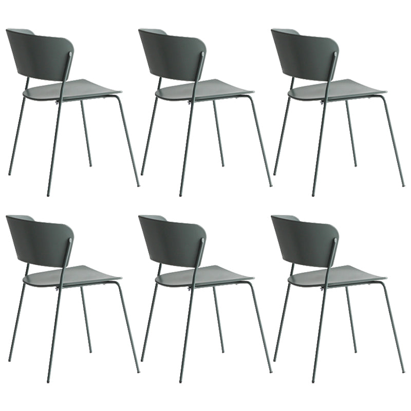 Contemporary Dining Chair Open Back Side Chair with Metal Legs for Home Use Green Metal 6 Piece Set Clearhalo ' kitchen&dining_furn' 'Dining Chairs' 'Dining Tables & Seating' 'dining_chair' 'furn' 'furn_dining_chair' 'Furniture' 'furniture_dining_chair' 'Kitchen & Dining Furniture' 'kitchen' 3575011