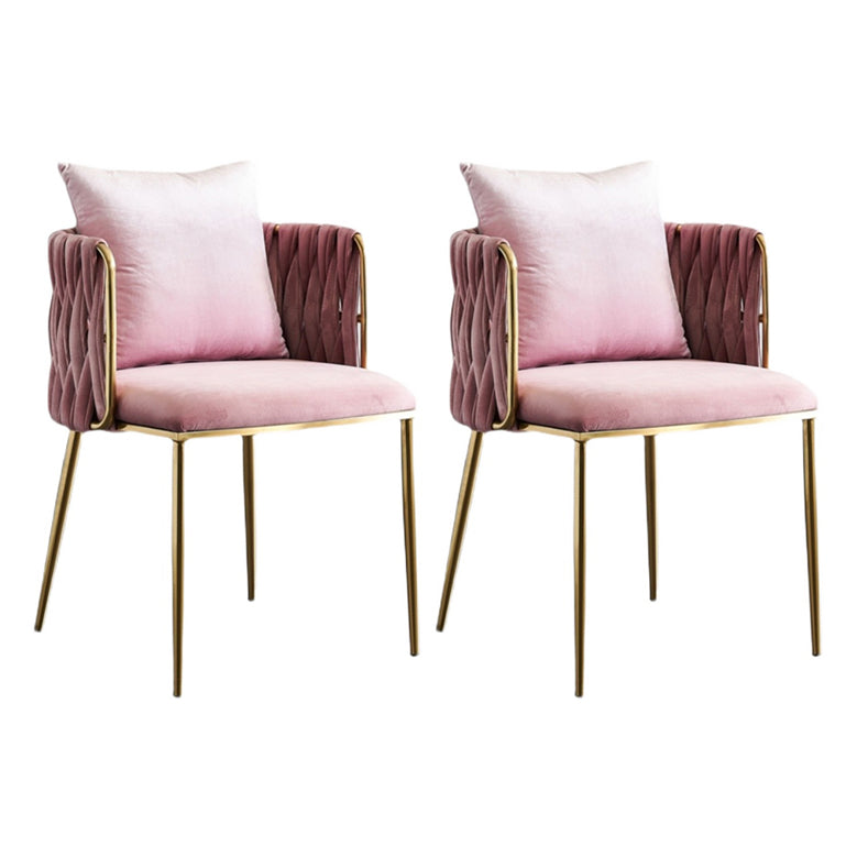 Scandinavian Bedroom Velvet Side Chair Light Color Solid Back Dining Chair Pink 2 Piece Set Clearhalo ' kitchen&dining_furn' 'Dining Chairs' 'Dining Tables & Seating' 'dining_chair' 'furn' 'furn_dining_chair' 'Furniture' 'furniture_dining_chair' 'Kitchen & Dining Furniture' 'kitchen' 3575019