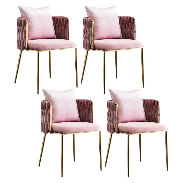 Scandinavian Bedroom Velvet Side Chair Light Color Solid Back Dining Chair Pink 4 Piece Set Clearhalo ' kitchen&dining_furn' 'Dining Chairs' 'Dining Tables & Seating' 'dining_chair' 'furn' 'furn_dining_chair' 'Furniture' 'furniture_dining_chair' 'Kitchen & Dining Furniture' 'kitchen' 3575020
