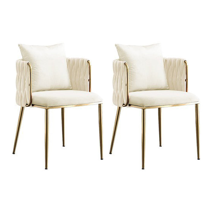 Scandinavian Bedroom Velvet Side Chair Light Color Solid Back Dining Chair Off-White 2 Piece Set Clearhalo ' kitchen&dining_furn' 'Dining Chairs' 'Dining Tables & Seating' 'dining_chair' 'furn' 'furn_dining_chair' 'Furniture' 'furniture_dining_chair' 'Kitchen & Dining Furniture' 'kitchen' 3575032