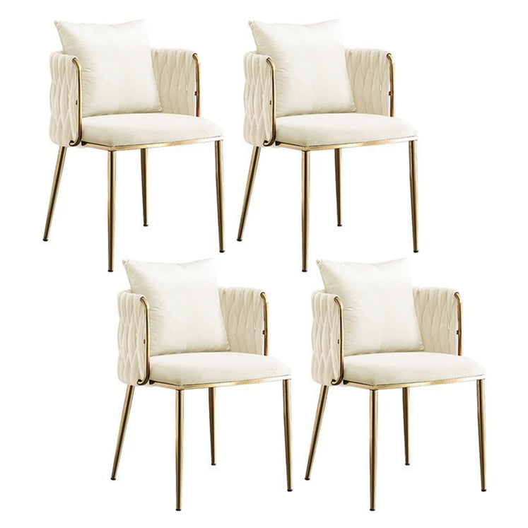 Scandinavian Bedroom Velvet Side Chair Light Color Solid Back Dining Chair Off-White 4 Piece Set Clearhalo ' kitchen&dining_furn' 'Dining Chairs' 'Dining Tables & Seating' 'dining_chair' 'furn' 'furn_dining_chair' 'Furniture' 'furniture_dining_chair' 'Kitchen & Dining Furniture' 'kitchen' 3575034