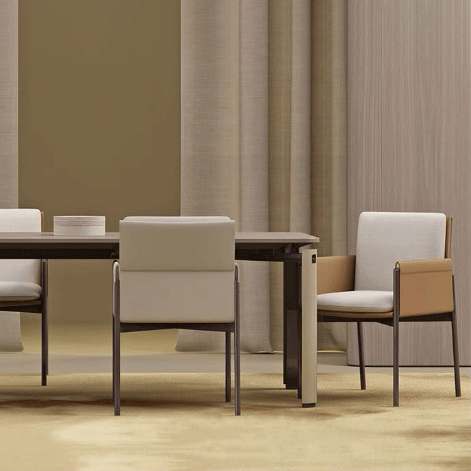 Faux Leather Contemporary Dining Room Chair Matte Finish Solid Back Dining Arm Chair Clearhalo ' kitchen&dining_furn' 'Dining Chairs' 'Dining Tables & Seating' 'dining_chair' 'furn' 'furn_dining_chair' 'Furniture' 'furniture_dining_chair' 'Kitchen & Dining Furniture' 'kitchen' 3575035