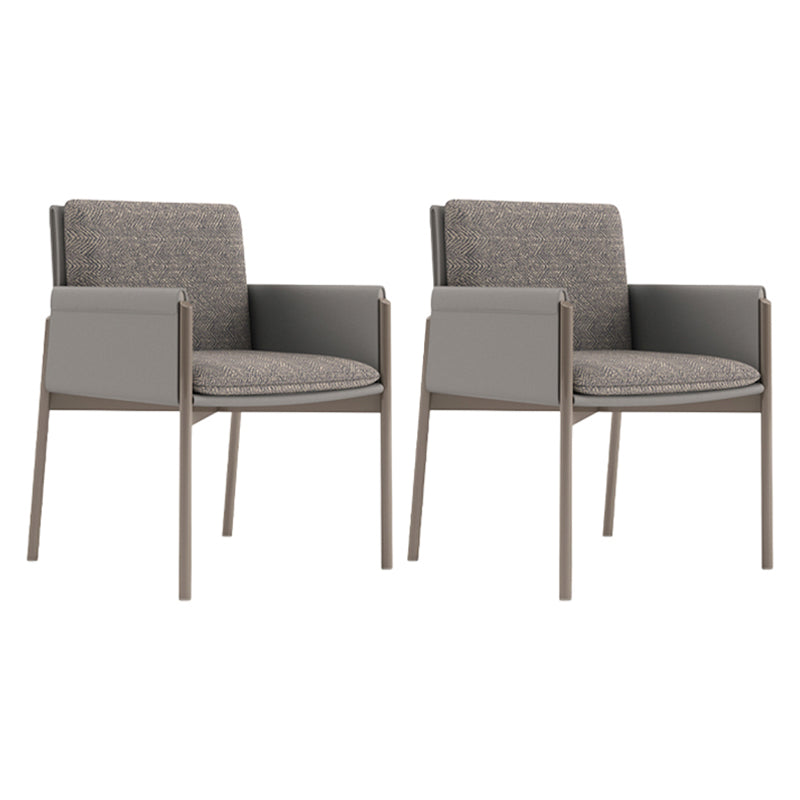 Faux Leather Contemporary Dining Room Chair Matte Finish Solid Back Dining Arm Chair Grey 2 Piece Set Clearhalo ' kitchen&dining_furn' 'Dining Chairs' 'Dining Tables & Seating' 'dining_chair' 'furn' 'furn_dining_chair' 'Furniture' 'furniture_dining_chair' 'Kitchen & Dining Furniture' 'kitchen' 3575038