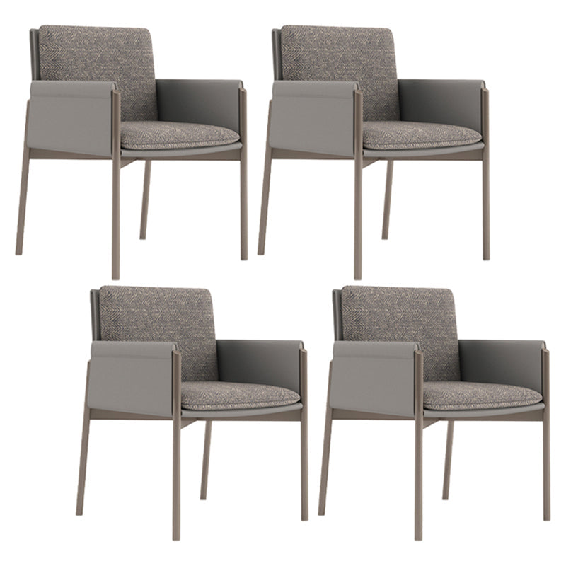Faux Leather Contemporary Dining Room Chair Matte Finish Solid Back Dining Arm Chair Grey 4 Piece Set Clearhalo ' kitchen&dining_furn' 'Dining Chairs' 'Dining Tables & Seating' 'dining_chair' 'furn' 'furn_dining_chair' 'Furniture' 'furniture_dining_chair' 'Kitchen & Dining Furniture' 'kitchen' 3575040