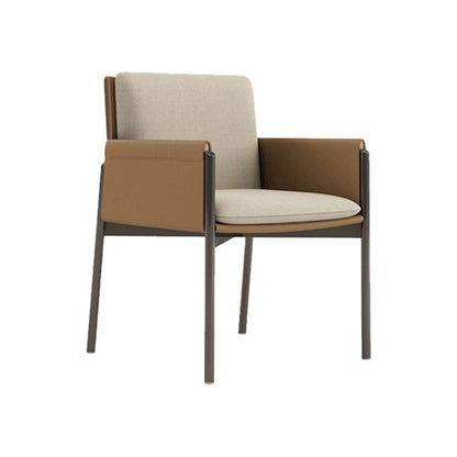 Faux Leather Contemporary Dining Room Chair Matte Finish Solid Back Dining Arm Chair Brown 1 Piece Clearhalo ' kitchen&dining_furn' 'Dining Chairs' 'Dining Tables & Seating' 'dining_chair' 'furn' 'furn_dining_chair' 'Furniture' 'furniture_dining_chair' 'Kitchen & Dining Furniture' 'kitchen' 3575047