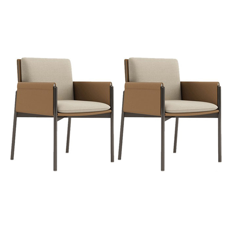 Faux Leather Contemporary Dining Room Chair Matte Finish Solid Back Dining Arm Chair Brown 2 Piece Set Clearhalo ' kitchen&dining_furn' 'Dining Chairs' 'Dining Tables & Seating' 'dining_chair' 'furn' 'furn_dining_chair' 'Furniture' 'furniture_dining_chair' 'Kitchen & Dining Furniture' 'kitchen' 3575049