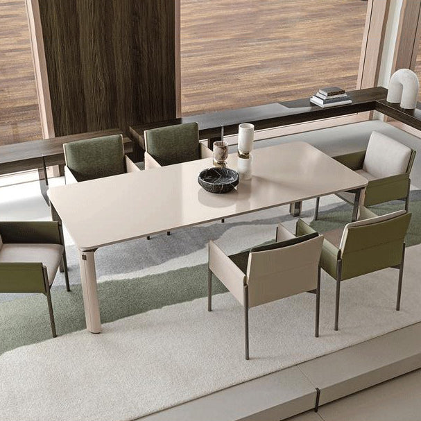 Faux Leather Contemporary Dining Room Chair Matte Finish Solid Back Dining Arm Chair Clearhalo ' kitchen&dining_furn' 'Dining Chairs' 'Dining Tables & Seating' 'dining_chair' 'furn' 'furn_dining_chair' 'Furniture' 'furniture_dining_chair' 'Kitchen & Dining Furniture' 'kitchen' 3575057