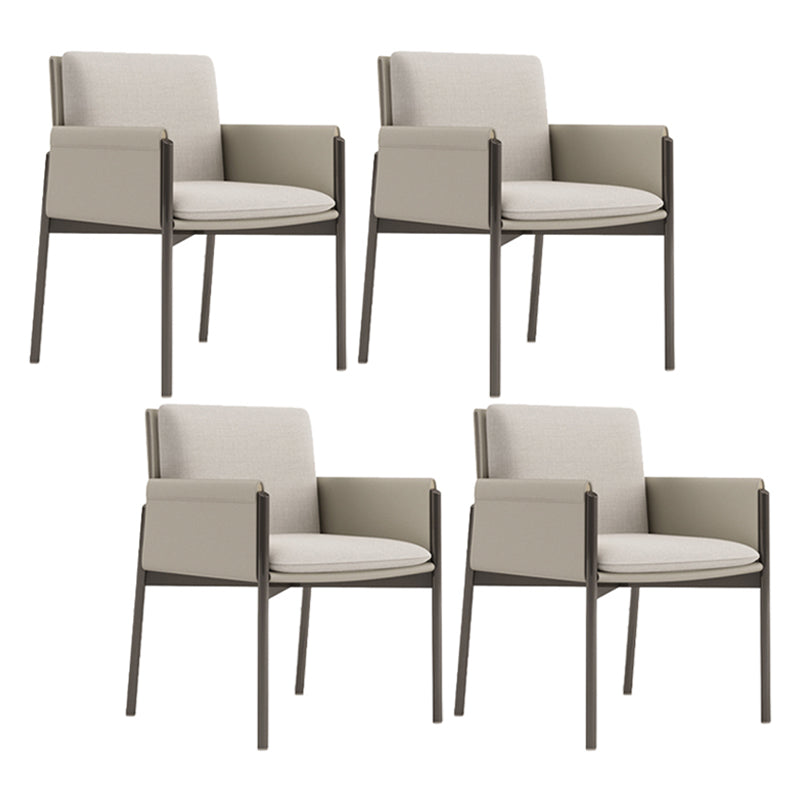 Faux Leather Contemporary Dining Room Chair Matte Finish Solid Back Dining Arm Chair Off-White 4 Piece Set Clearhalo ' kitchen&dining_furn' 'Dining Chairs' 'Dining Tables & Seating' 'dining_chair' 'furn' 'furn_dining_chair' 'Furniture' 'furniture_dining_chair' 'Kitchen & Dining Furniture' 'kitchen' 3575061