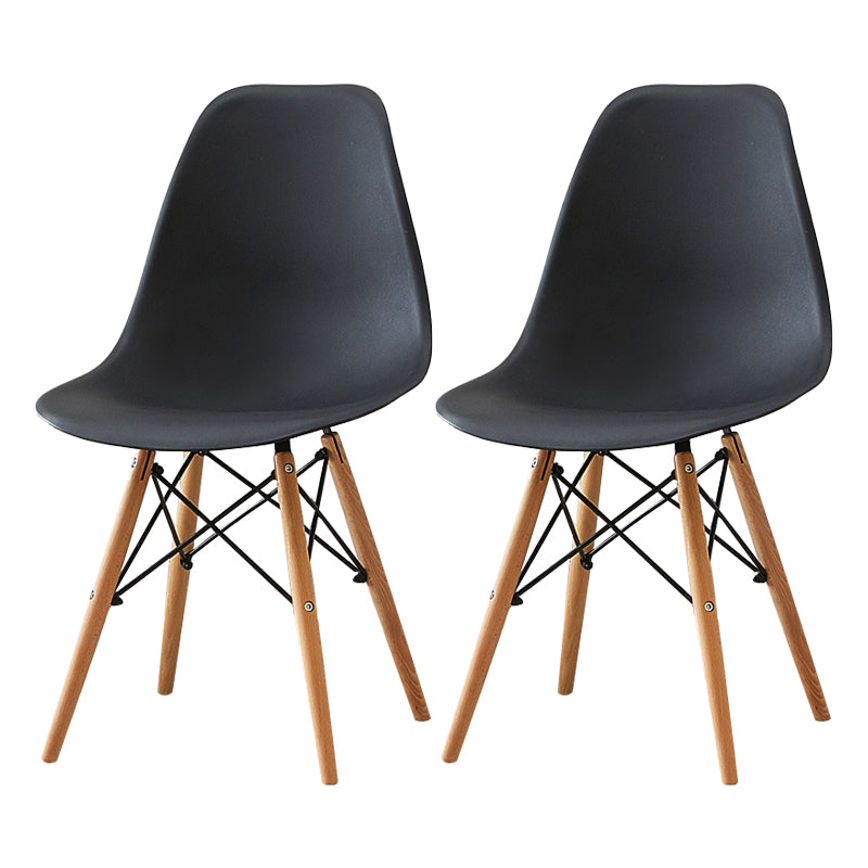 Contemporary Style Plastic Dining Room Chair Home Side Solid Back Armless Chair for Kitchen Black Set of 2 Clearhalo ' kitchen&dining_furn' 'Dining Chairs' 'Dining Tables & Seating' 'dining_chair' 'Furniture' 'furniture_dining_chair' 'Kitchen & Dining Furniture' 'kitchen' 3575065