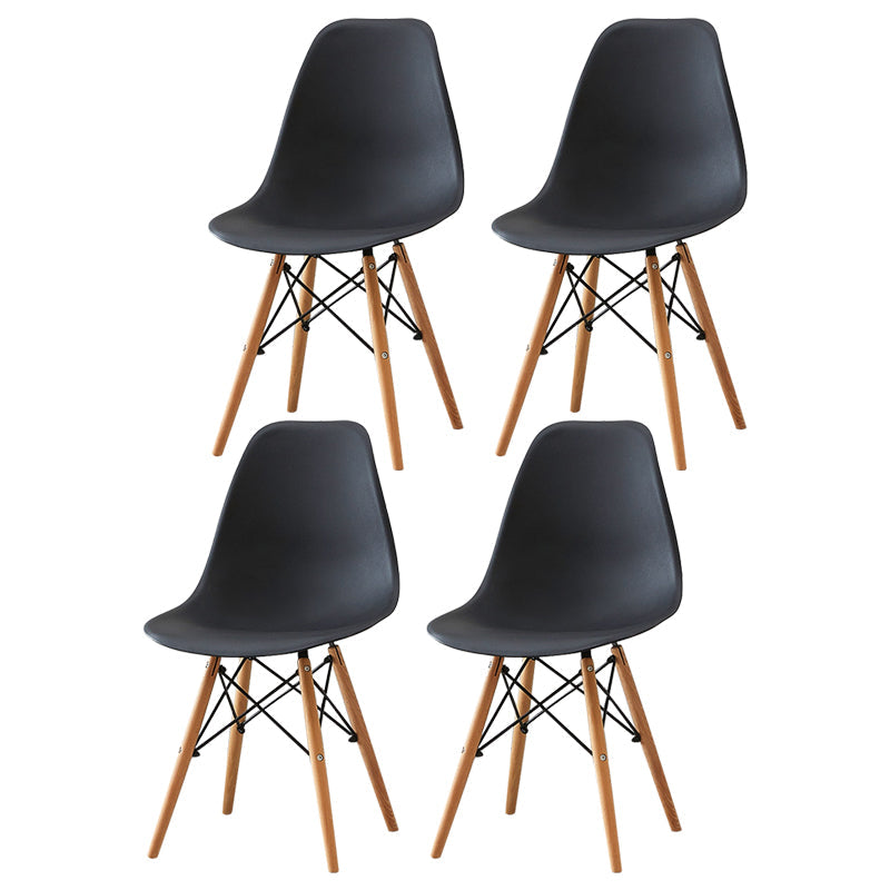 Contemporary Style Plastic Dining Room Chair Home Side Solid Back Armless Chair for Kitchen Black Set of 4 Clearhalo ' kitchen&dining_furn' 'Dining Chairs' 'Dining Tables & Seating' 'dining_chair' 'Furniture' 'furniture_dining_chair' 'Kitchen & Dining Furniture' 'kitchen' 3575067