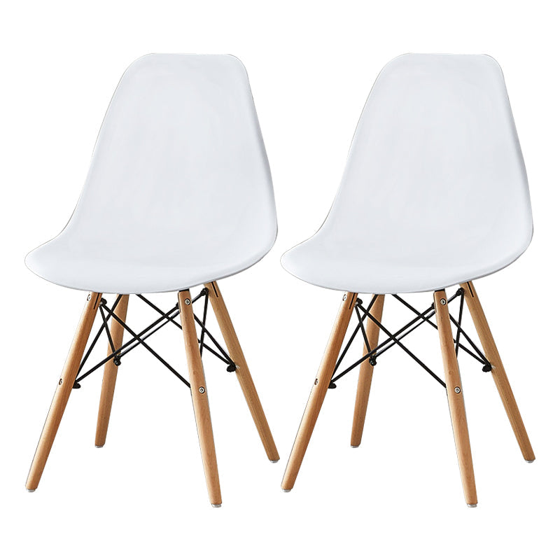 Contemporary Style Plastic Dining Room Chair Home Side Solid Back Armless Chair for Kitchen White Set of 2 Clearhalo ' kitchen&dining_furn' 'Dining Chairs' 'Dining Tables & Seating' 'dining_chair' 'Furniture' 'furniture_dining_chair' 'Kitchen & Dining Furniture' 'kitchen' 3575077