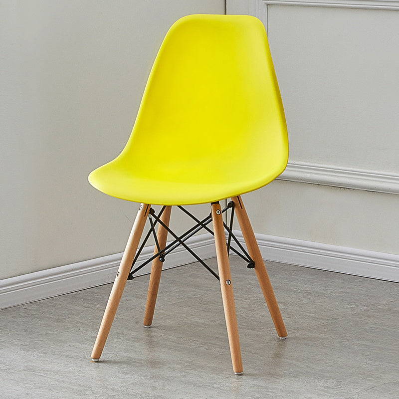 Contemporary Style Plastic Dining Room Chair Home Side Solid Back Armless Chair for Kitchen Yellow 1 Piece Clearhalo ' kitchen&dining_furn' 'Dining Chairs' 'Dining Tables & Seating' 'dining_chair' 'Furniture' 'furniture_dining_chair' 'Kitchen & Dining Furniture' 'kitchen' 3575087