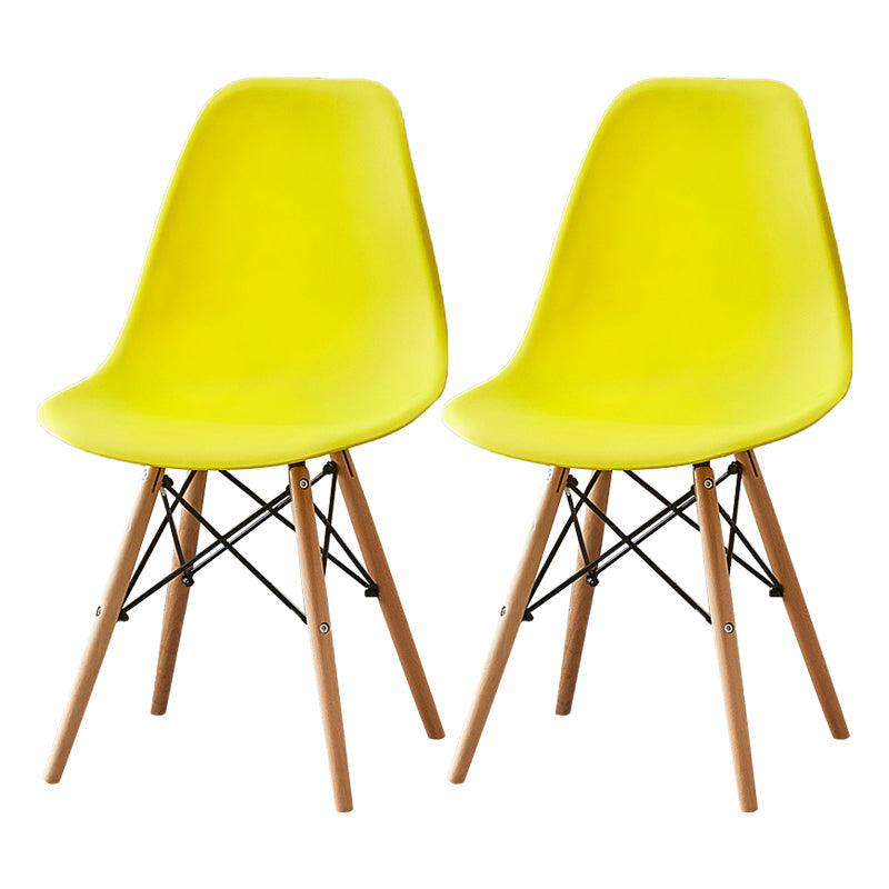 Contemporary Style Plastic Dining Room Chair Home Side Solid Back Armless Chair for Kitchen Yellow Set of 2 Clearhalo ' kitchen&dining_furn' 'Dining Chairs' 'Dining Tables & Seating' 'dining_chair' 'Furniture' 'furniture_dining_chair' 'Kitchen & Dining Furniture' 'kitchen' 3575089