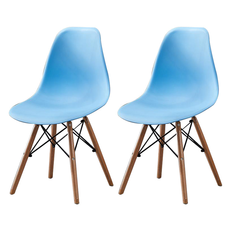 Contemporary Style Plastic Dining Room Chair Home Side Solid Back Armless Chair for Kitchen Blue Set of 2 Clearhalo ' kitchen&dining_furn' 'Dining Chairs' 'Dining Tables & Seating' 'dining_chair' 'Furniture' 'furniture_dining_chair' 'Kitchen & Dining Furniture' 'kitchen' 3575093