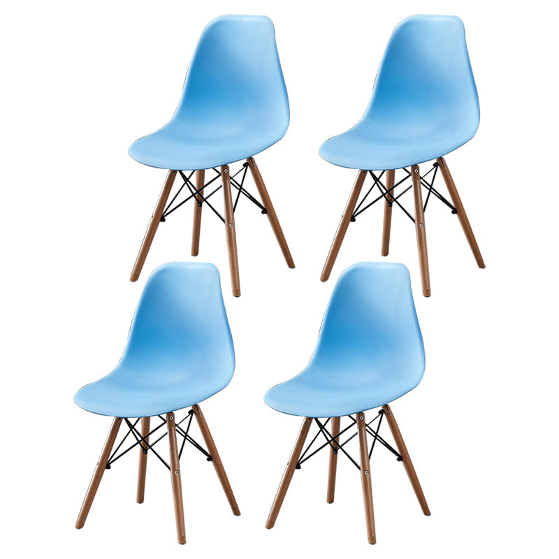 Contemporary Style Plastic Dining Room Chair Home Side Solid Back Armless Chair for Kitchen Blue Set of 4 Clearhalo ' kitchen&dining_furn' 'Dining Chairs' 'Dining Tables & Seating' 'dining_chair' 'Furniture' 'furniture_dining_chair' 'Kitchen & Dining Furniture' 'kitchen' 3575094