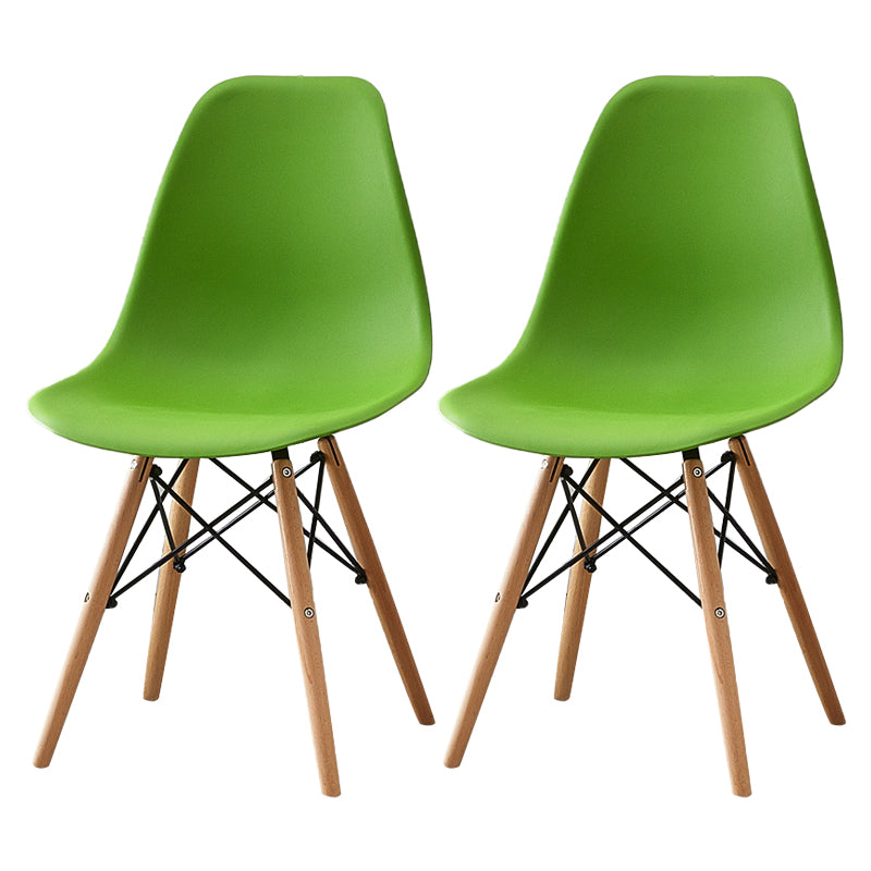 Contemporary Style Plastic Dining Room Chair Home Side Solid Back Armless Chair for Kitchen Green Set of 2 Clearhalo ' kitchen&dining_furn' 'Dining Chairs' 'Dining Tables & Seating' 'dining_chair' 'Furniture' 'furniture_dining_chair' 'Kitchen & Dining Furniture' 'kitchen' 3575096