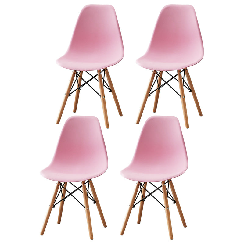 Contemporary Style Plastic Dining Room Chair Home Side Solid Back Armless Chair for Kitchen Rose Bloom Set of 4 Clearhalo ' kitchen&dining_furn' 'Dining Chairs' 'Dining Tables & Seating' 'dining_chair' 'Furniture' 'furniture_dining_chair' 'Kitchen & Dining Furniture' 'kitchen' 3575106