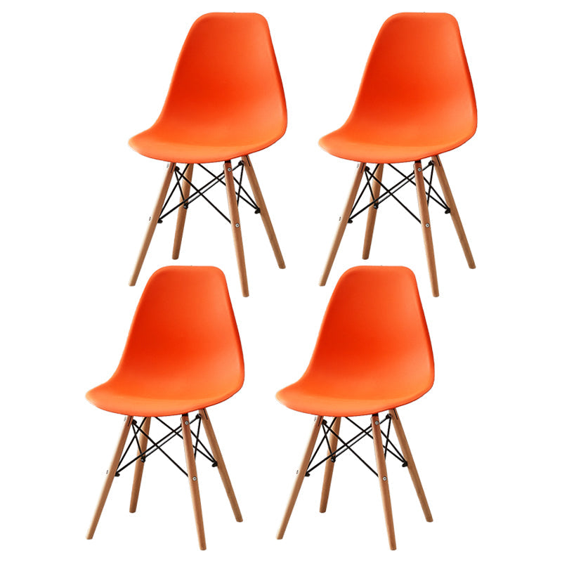 Contemporary Style Plastic Dining Room Chair Home Side Solid Back Armless Chair for Kitchen Orange-Red Set of 4 Clearhalo ' kitchen&dining_furn' 'Dining Chairs' 'Dining Tables & Seating' 'dining_chair' 'Furniture' 'furniture_dining_chair' 'Kitchen & Dining Furniture' 'kitchen' 3575109