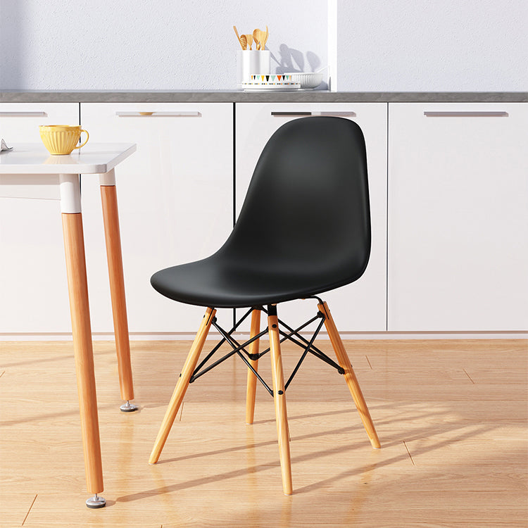 Kitchen Plastic Dining Chair Multicolor Side Chair Set with Wooden Legs Black 1 Piece Clearhalo ' kitchen&dining_furn' 'Dining Chairs' 'Dining Tables & Seating' 'dining_chair' 'Furniture' 'furniture_dining_chair' 'Kitchen & Dining Furniture' 'kitchen' 3575111
