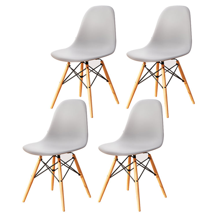 Kitchen Plastic Dining Chair Multicolor Side Chair Set with Wooden Legs Light Gray Set of 4 Clearhalo ' kitchen&dining_furn' 'Dining Chairs' 'Dining Tables & Seating' 'dining_chair' 'Furniture' 'furniture_dining_chair' 'Kitchen & Dining Furniture' 'kitchen' 3575127