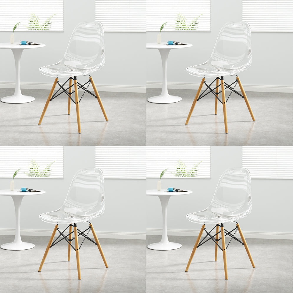 Kitchen Plastic Dining Chair Multicolor Side Chair Set with Wooden Legs White Set of 4 Clearhalo ' kitchen&dining_furn' 'Dining Chairs' 'Dining Tables & Seating' 'dining_chair' 'Furniture' 'furniture_dining_chair' 'Kitchen & Dining Furniture' 'kitchen' 3575132