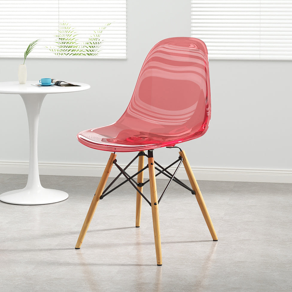 Kitchen Plastic Dining Chair Multicolor Side Chair Set with Wooden Legs Red 1 Piece Clearhalo ' kitchen&dining_furn' 'Dining Chairs' 'Dining Tables & Seating' 'dining_chair' 'Furniture' 'furniture_dining_chair' 'Kitchen & Dining Furniture' 'kitchen' 3575133