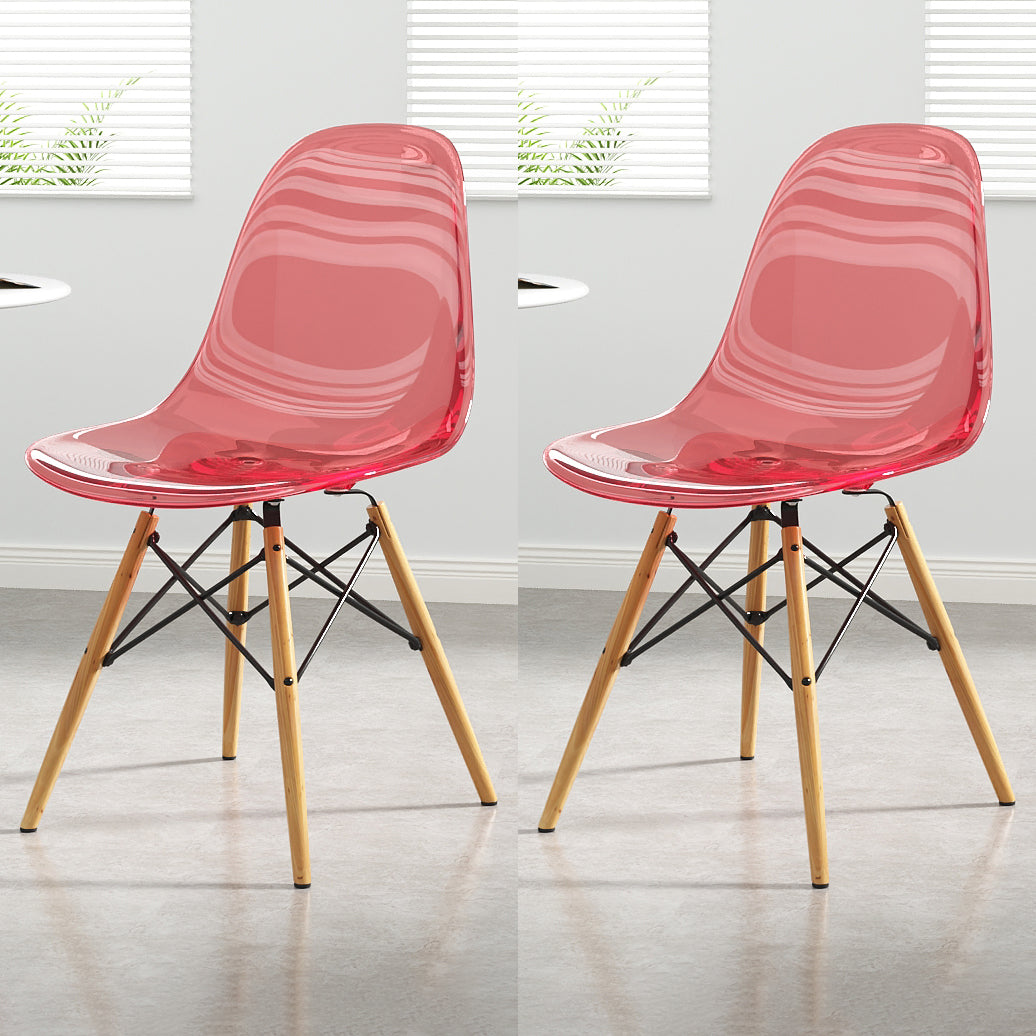 Kitchen Plastic Dining Chair Multicolor Side Chair Set with Wooden Legs Red Set of 2 Clearhalo ' kitchen&dining_furn' 'Dining Chairs' 'Dining Tables & Seating' 'dining_chair' 'Furniture' 'furniture_dining_chair' 'Kitchen & Dining Furniture' 'kitchen' 3575134
