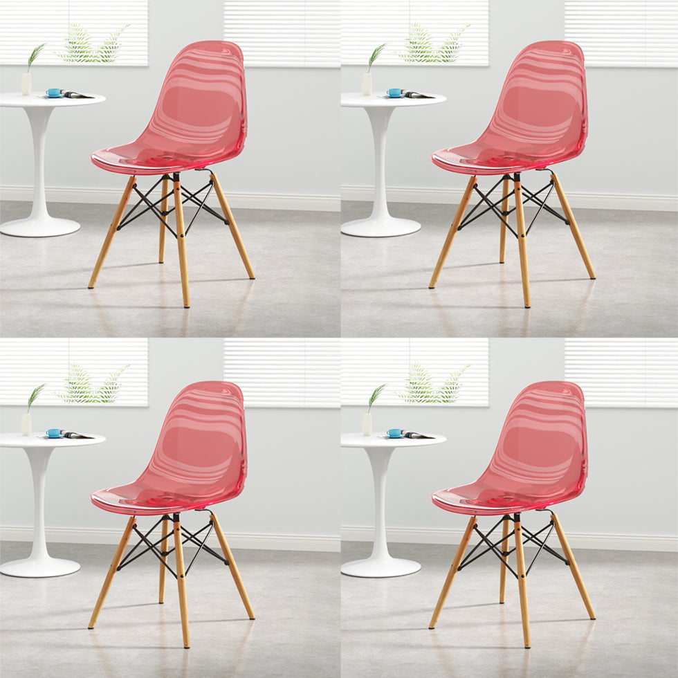 Kitchen Plastic Dining Chair Multicolor Side Chair Set with Wooden Legs Red Set of 4 Clearhalo ' kitchen&dining_furn' 'Dining Chairs' 'Dining Tables & Seating' 'dining_chair' 'Furniture' 'furniture_dining_chair' 'Kitchen & Dining Furniture' 'kitchen' 3575135