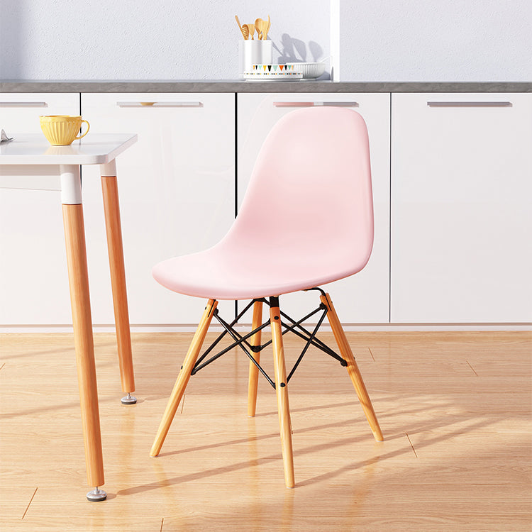 Kitchen Plastic Dining Chair Multicolor Side Chair Set with Wooden Legs Pink 1 Piece Clearhalo ' kitchen&dining_furn' 'Dining Chairs' 'Dining Tables & Seating' 'dining_chair' 'Furniture' 'furniture_dining_chair' 'Kitchen & Dining Furniture' 'kitchen' 3575136
