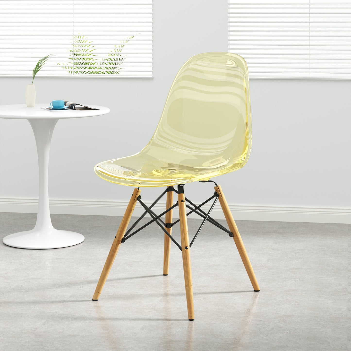 Kitchen Plastic Dining Chair Multicolor Side Chair Set with Wooden Legs Yellow 1 Piece Clearhalo ' kitchen&dining_furn' 'Dining Chairs' 'Dining Tables & Seating' 'dining_chair' 'Furniture' 'furniture_dining_chair' 'Kitchen & Dining Furniture' 'kitchen' 3575139