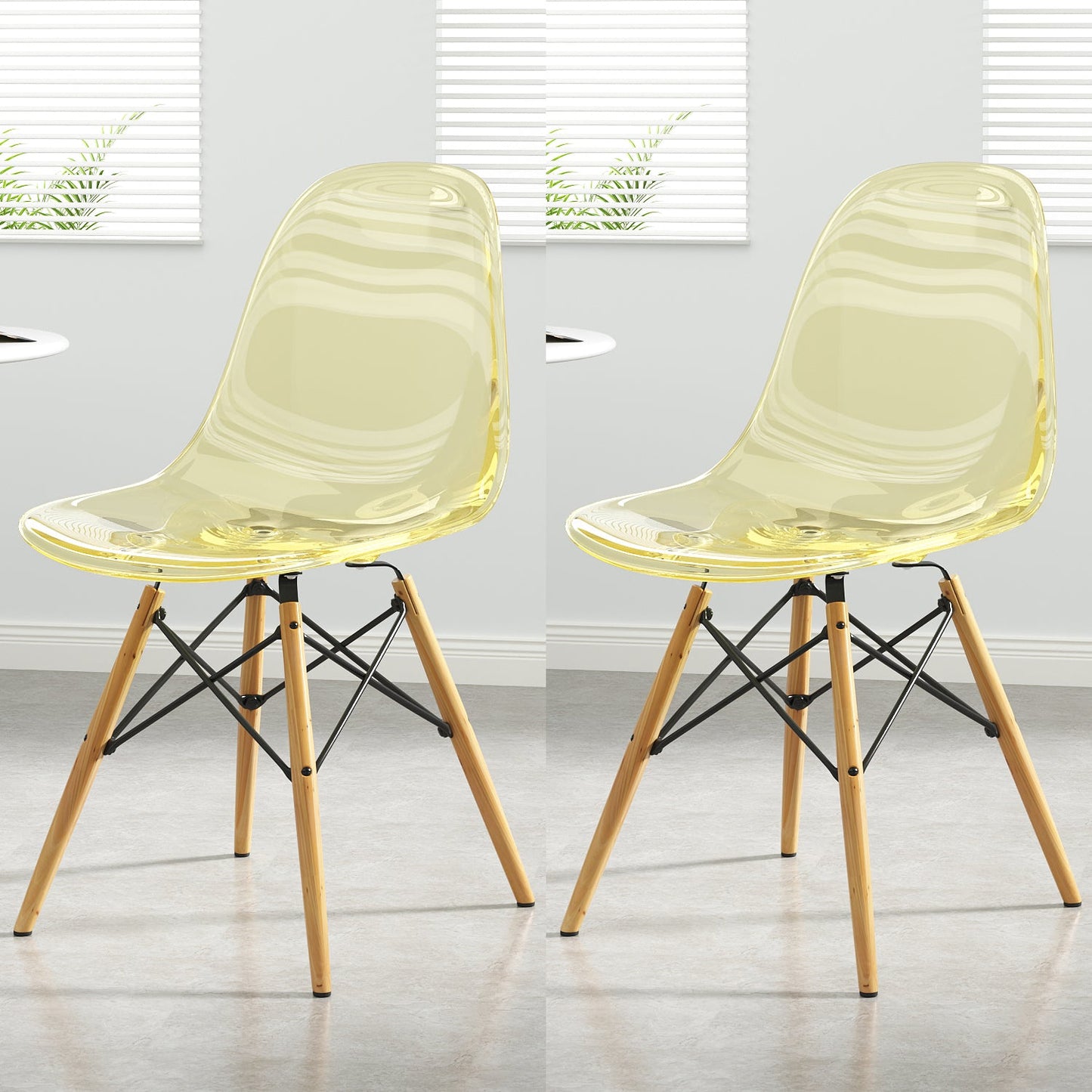 Kitchen Plastic Dining Chair Multicolor Side Chair Set with Wooden Legs Yellow Set of 2 Clearhalo ' kitchen&dining_furn' 'Dining Chairs' 'Dining Tables & Seating' 'dining_chair' 'Furniture' 'furniture_dining_chair' 'Kitchen & Dining Furniture' 'kitchen' 3575140
