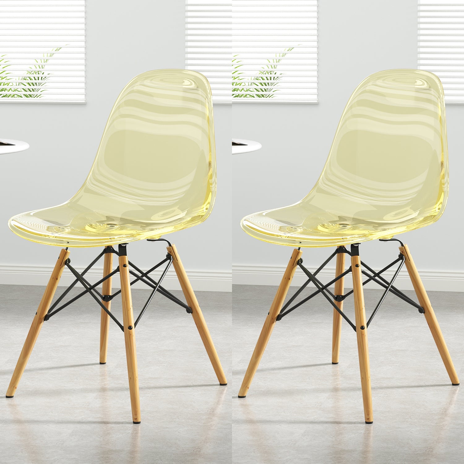 Kitchen Plastic Dining Chair Multicolor Side Chair Set with Wooden Legs Yellow Set of 2 Clearhalo ' kitchen&dining_furn' 'Dining Chairs' 'Dining Tables & Seating' 'dining_chair' 'Furniture' 'furniture_dining_chair' 'Kitchen & Dining Furniture' 'kitchen' 3575140