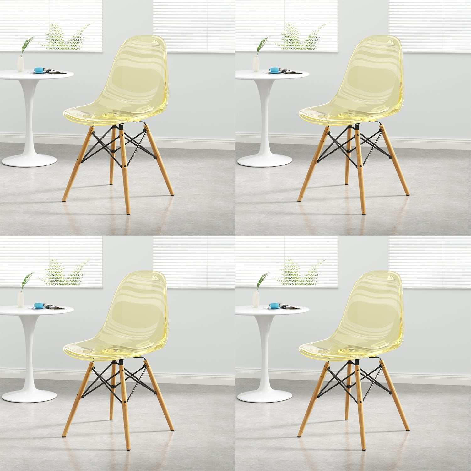 Kitchen Plastic Dining Chair Multicolor Side Chair Set with Wooden Legs Yellow Set of 4 Clearhalo ' kitchen&dining_furn' 'Dining Chairs' 'Dining Tables & Seating' 'dining_chair' 'Furniture' 'furniture_dining_chair' 'Kitchen & Dining Furniture' 'kitchen' 3575141